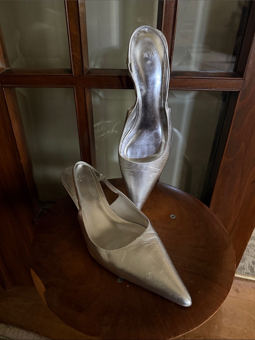 *Zara does Prada* Genuine Leather Silver Heels